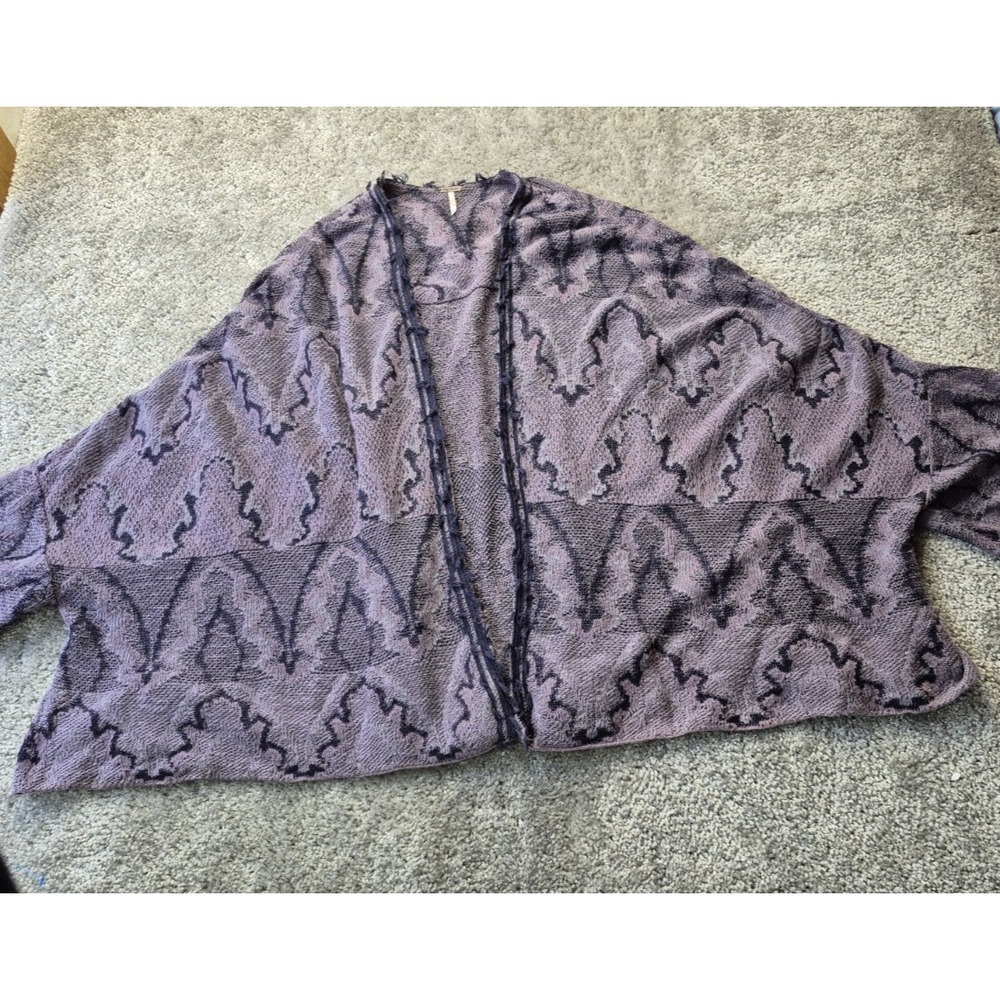 Free People Oversized Butterfly Kimono Cardigan Womens Medium Purple Boho Hippie